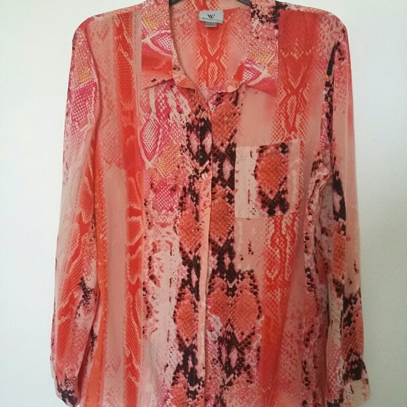 100% Silk shirt pink snake leopard print - Picture 1 of 3